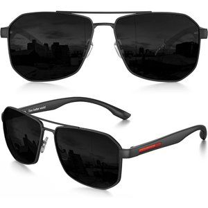 Aviator Sunglasses for Men Square Polarized Polygon Lens - UV 400 Protection